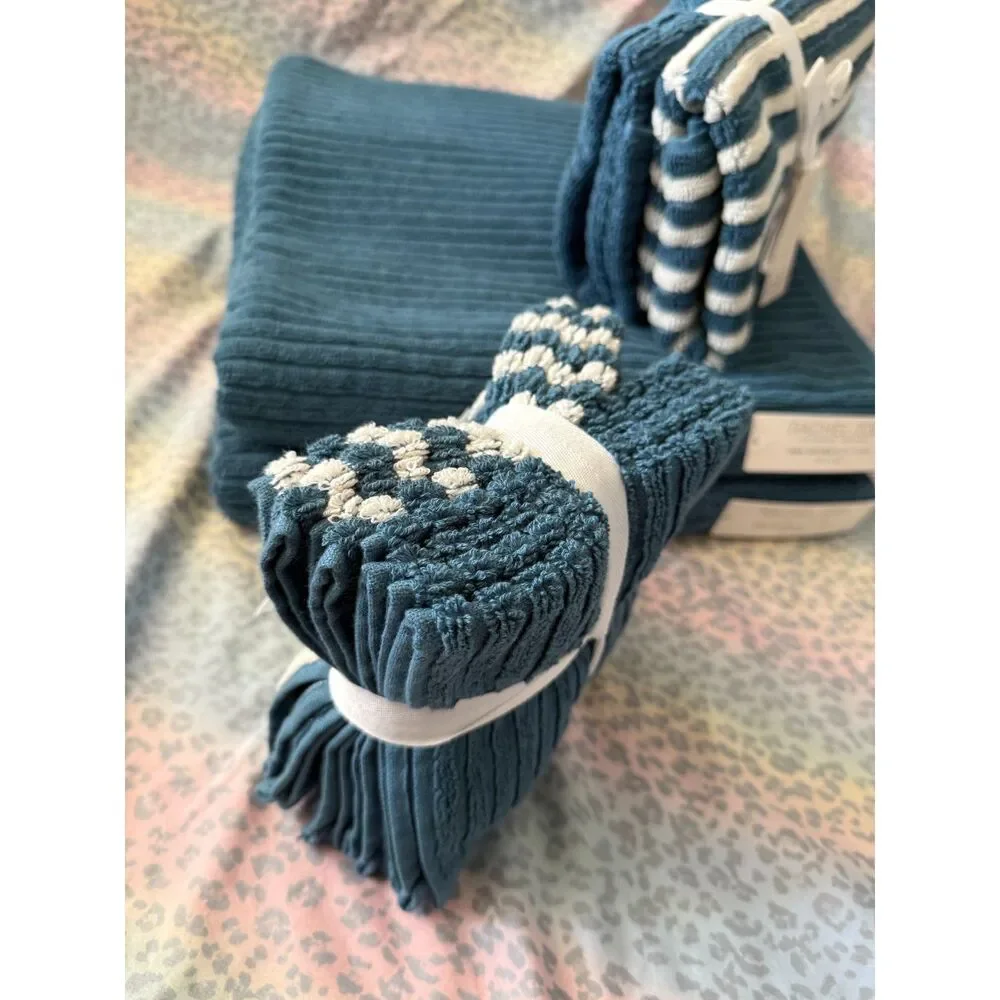 Rachel Zoe 100% Cotton Teal Towel Bundle Set –NWT (Bath/HandWashcloths) SET OF 8